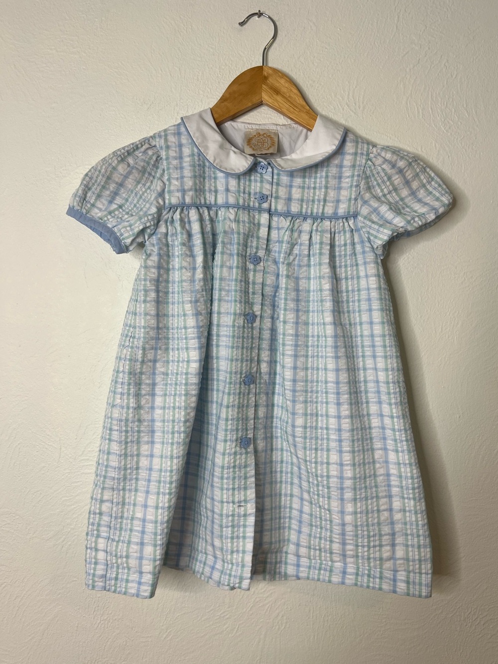 The Beaufort Bonnet Company  White and Light Blue Plaid Dress size 6
